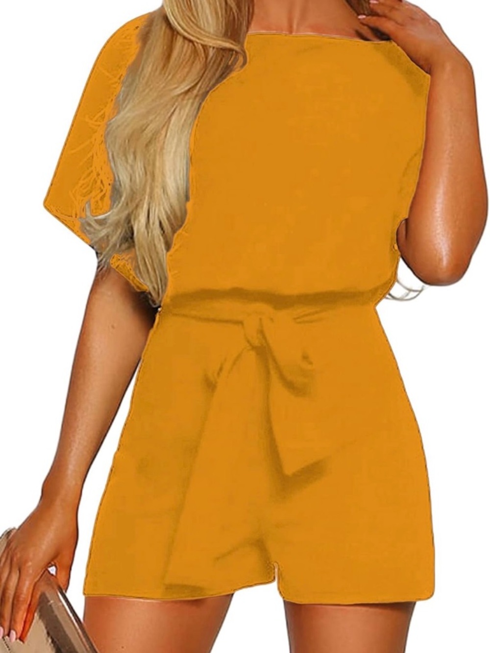 Women’s Mustard Yellow Tie-Waist Romper